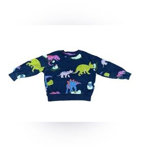 Mini Boden Boys Dinosaur Crewneck Long Sleeve Sweatshirt Size 4-5 Years Blue
